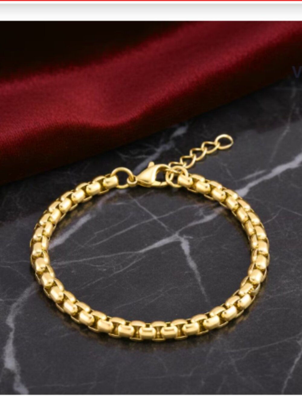 Box Chain Bracelet in ION Plated YG in Stainless Steel